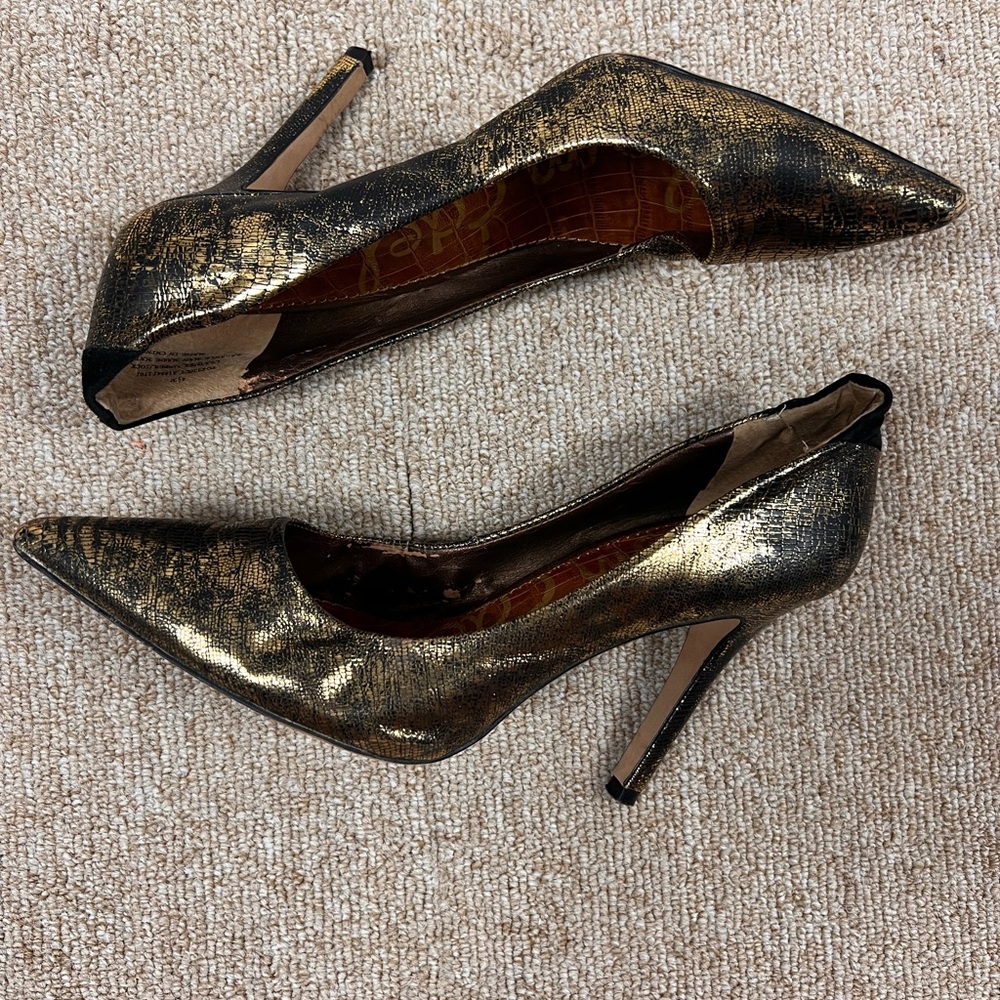 Sam Edelman Metallic Gold Heels - Picture 11 of 12